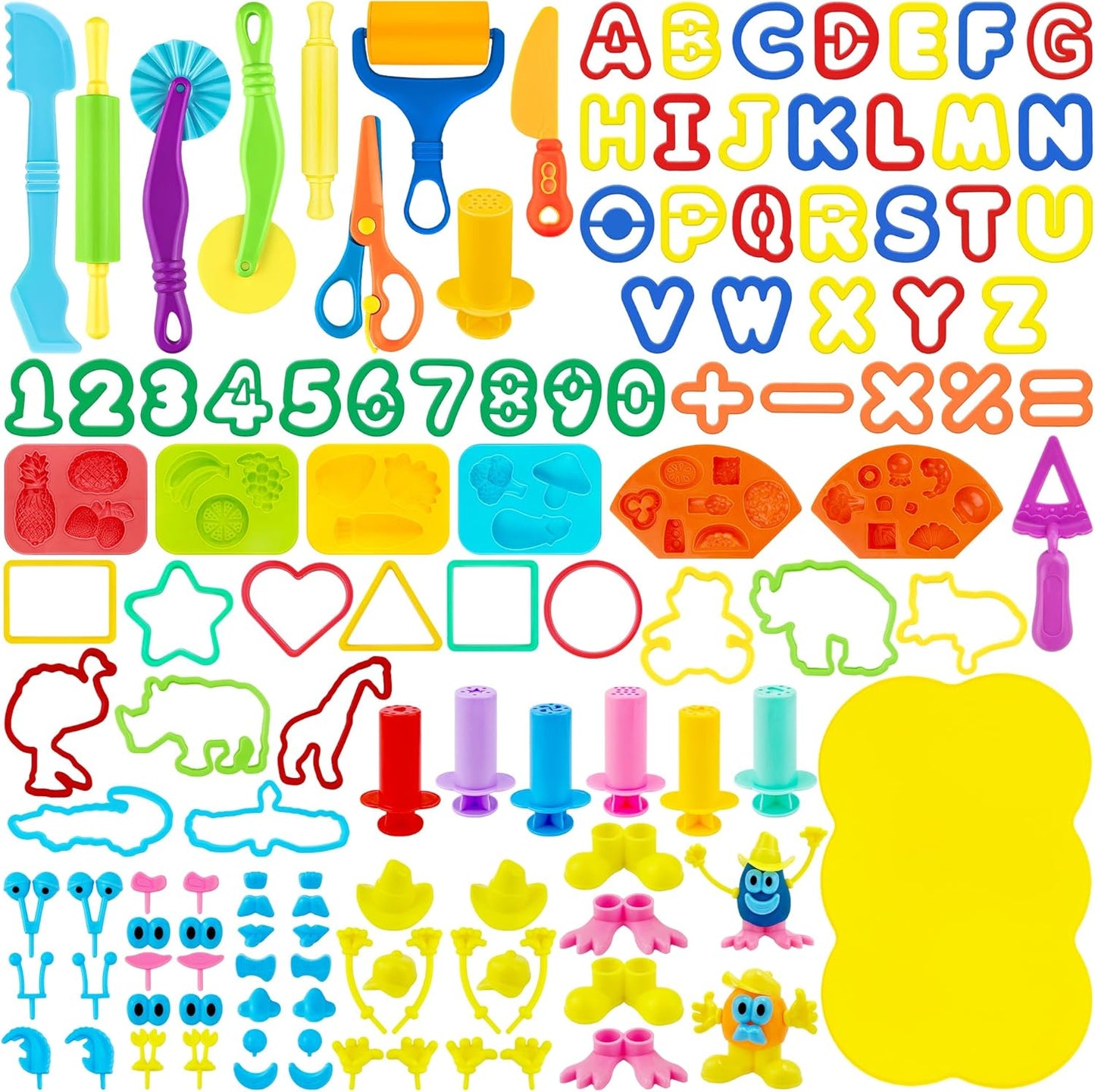 Dough Tools for Kids,9-Piece Kids Clay and Dough Tool Kit– Includes Roller, Rolling Pins, Cutting Tools, Safe Scissors & Plastic Knife for Fun DIY Craft Activities