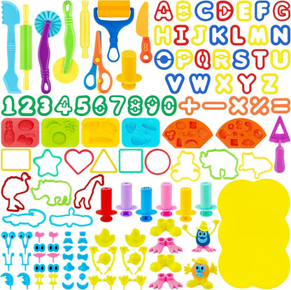 Dough Tools for Kids,9-Piece Kids Clay and Dough Tool Kit– Includes Roller, Rolling Pins, Cutting Tools, Safe Scissors & Plastic Knife for Fun DIY Craft Activities