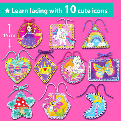 KRAFUN My First Lacing Cards Kit for Toddlers & Kids Age 3+, 10 Safari Animal Arts & Crafts Projects, Fine Motor Skills Toys with Lion Monkey Elephant Tiger Giraffe Hippo Zebra Bear