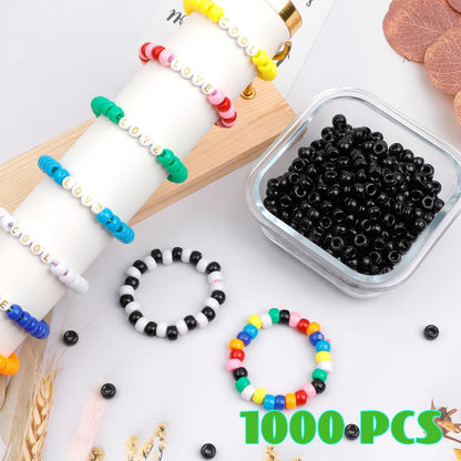 Auvoua 1000Pcs Pony Beads Bracelet 9mm Yellow Plastic Barrel Pony Beads for Necklace,Hair Beads for Braids,Key Chain,Jewelry Making (Yellow)