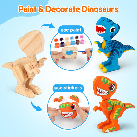 Mocoosy Wooden Robot Painting Art and Craft Kit for Kids Ages 3-5, Build & Decorate Your Own Robots with Paint & Stickers, Wood Robot STEM Game Montessoi Educational Toy Gift for Boys Girls 4-8 Years