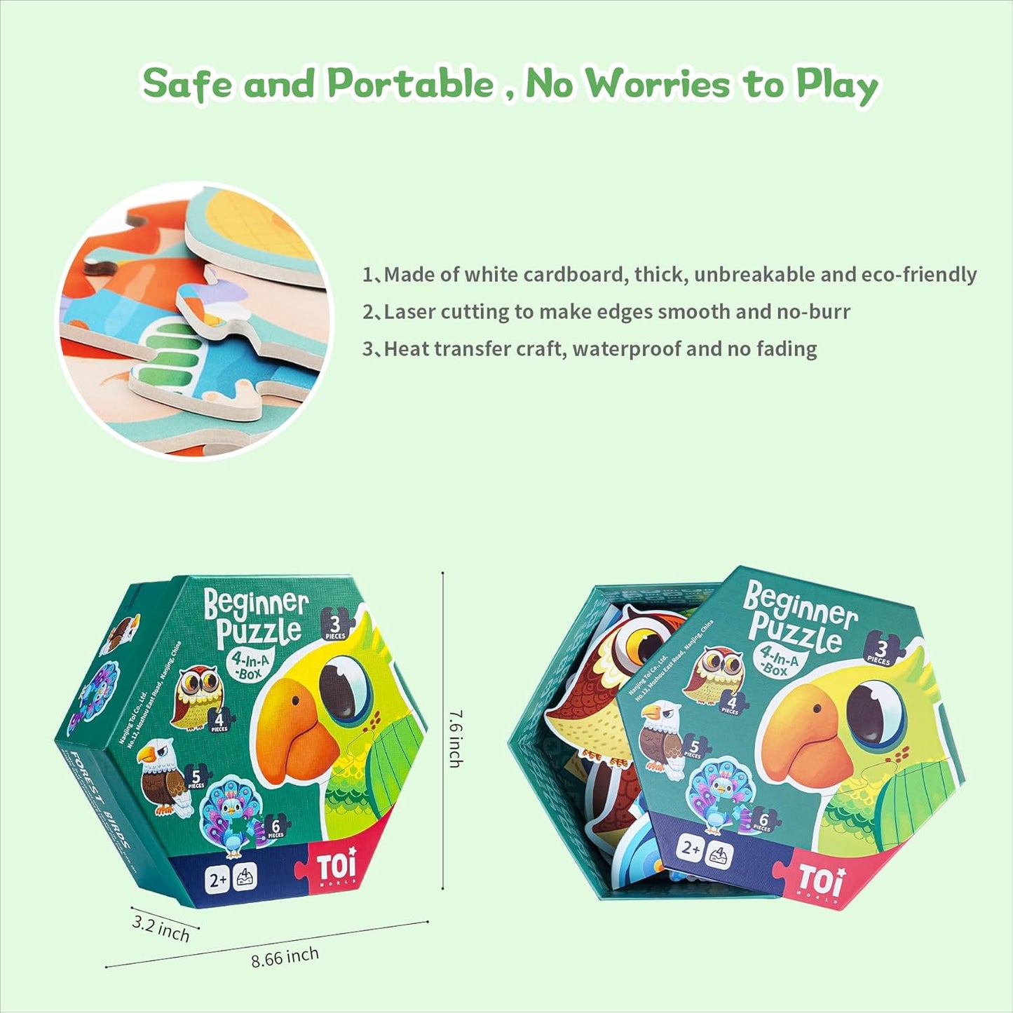 TOI Large Piece Toddler Puzzles for 2-4 Years Old, 4 Packs Beginner Puzzles for Toddlers, Kids Big Shape Preschool Learning Puzzle for Boys Girls Gift, Farm Animals