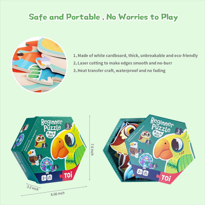 TOI Large Piece Toddler Puzzles for 2-4 Years Old, 4 Packs Beginner Puzzles for Toddlers, Kids Big Shape Preschool Learning Puzzle for Boys Girls Gift, Farm Animals