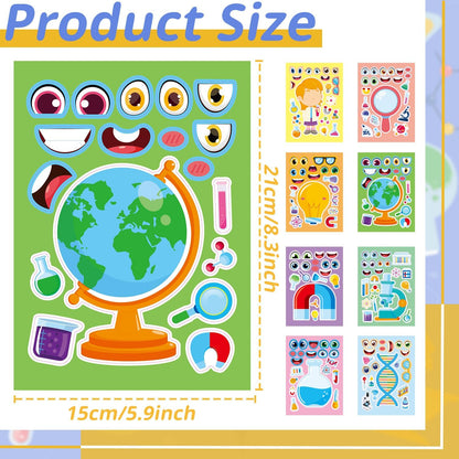 24-Sheet Make Your Own Science Sticker Kit | Microscope, DNA & Scientist Designs - Reusable Educational Decor for Classrooms & Kids Rooms