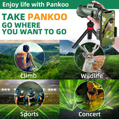 Pankoo 12x60 HD Monocular Telescope for Adults high Powered | Comes with Smartphone Adapter Tripod Hand Strap | Suitable for Bird Watching Sports Hiking Traveling