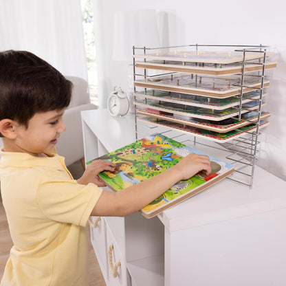 Melissa & Doug Puzzle Storage Rack - Wire Rack Holds 12 Puzzles