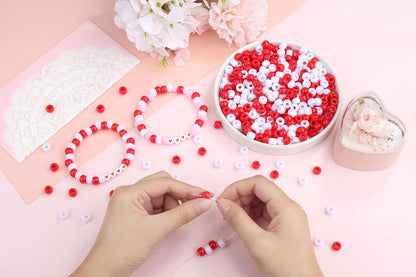 Red Pony Beads 1000Pcs 9mm Pony Beads Bulk Red Perler Beads for Friendship Bracelets Kandi Beads Hair Beads for Braids Beads for Crafts