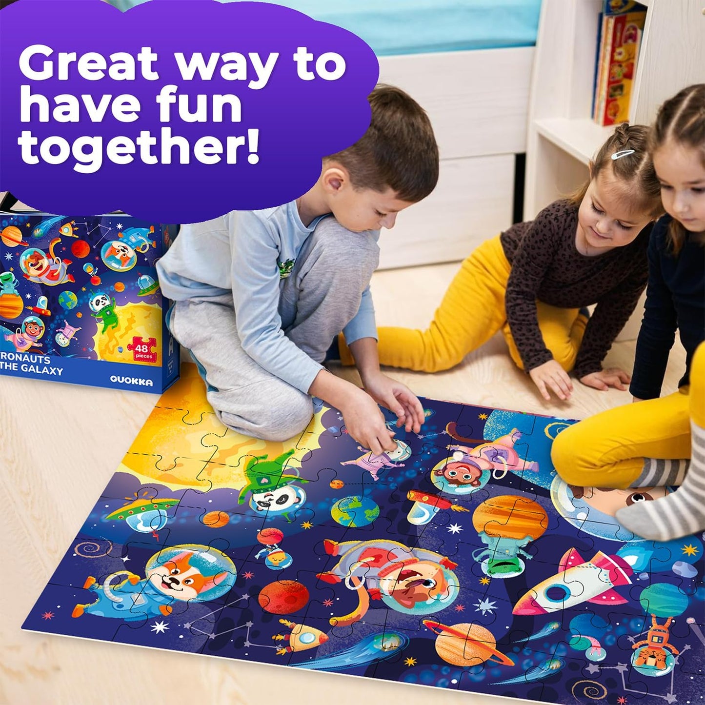 QUOKKA Giant Floor Puzzle for Kids Ages 4-6 – 2x3 Feet Extra-Thick 48 Pieces Toddler Puzzle Ages 3-5 – USA Map Educational Activity for Boys Girls – Premium Box with Sturdy Handle & Magnetic Closure