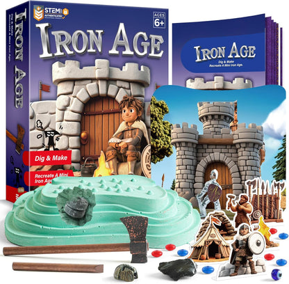 EDUMAN Stone Ages Fossil Dig Kit for Kids, Dig it Up Ancient Creatures Kit, Archaeology Kits with Mining Kit Tools, Educational Toys & Stem Toys for Kids Age 6 for Boys Girls