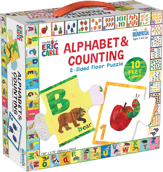 Briarpatch, The World of Eric Carle ABC 123 2-Sided Floor Puzzle, Based On Very Hungry Caterpillar Board Book, Preschool Learning for Kids