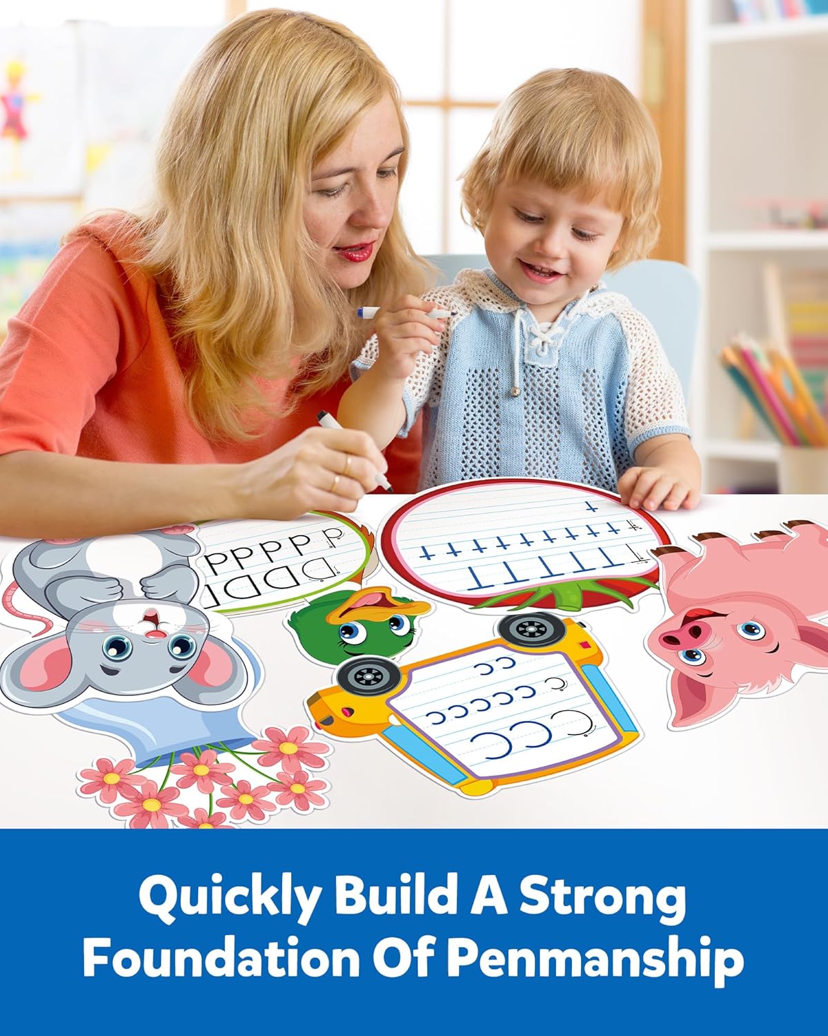 Coogam Educational Handwriting Practice Flashcards, Dry-Erase Alphabet Writing Activities, Letters Tracing Learning Autism Toy Gift for Pre-K Homeschool 1st Grade Kids Age 3-6