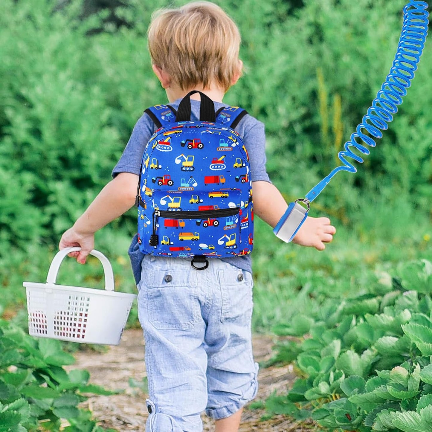 Accmor Toddler Backpack Leash, Mini Child Backpack with Anti Lost Wrist Link, Cute Kids Backpack Leash Walking Harness for Outdoor Travel, Small Excavator Backpack Tether for Baby Boys Girls Ages 1-3