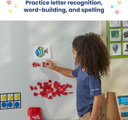 hand2mind Rainbow Lowercase Magnetic Letters, Plastic Magnetic Letters for Classroom, Alphabet Letters for Kids, Letter Recognition for Kindergarten, Word Building Letter Magnets for Kids (Set of 6)