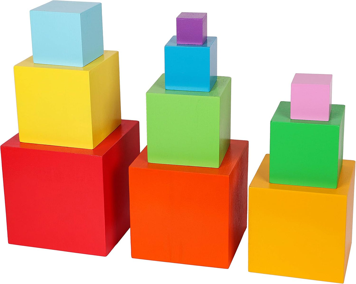 TOWO Wooden Stacking Boxes-Nesting and Sorting Cups Numbers Alphabet Animals Blocks for Toddlers-Stacking Cubes Educational Toys for 2 Years Old Montessori Materials