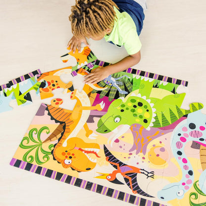 Melissa & Doug Dinosaur Dawn Jumbo Floor Puzzle (24 Pieces, 2 x 3 Feet), Jigsaw Puzzle for Preschoolers and Kids Ages 3+ - FSC Certified