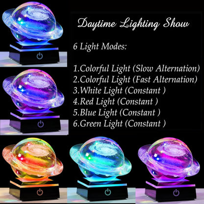 3d Solar System Model Crystal Ball 80mm 3.15inch - Outer Space Astronomy Gifts Room Decor Crystal Sphere Unique Gifts For Men Him Best Birthday Dad Physics Science Teacher Night Light Planet Lamp