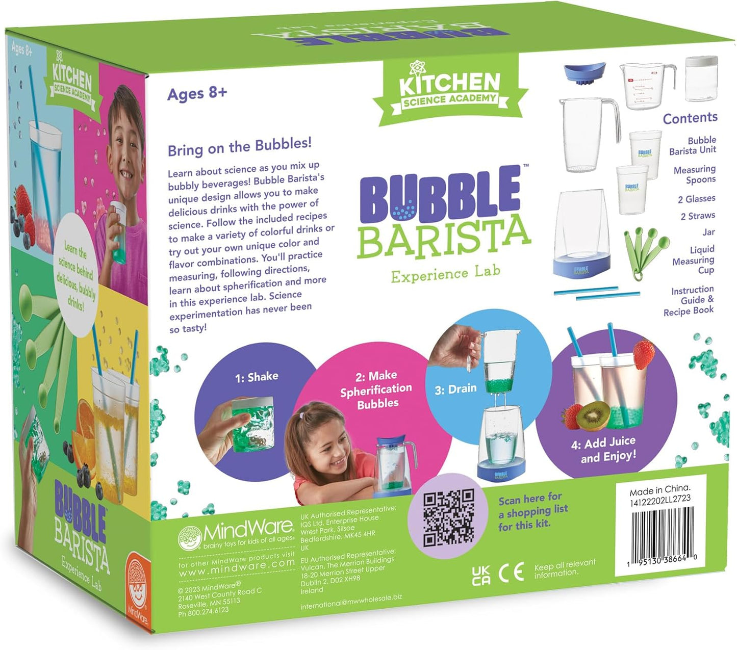 MindWare Kitchen Science Academy Bubble Barista Kit - Innovative Drink-Making Kit That Combines Fizzy Magic with Kitchen Science - Chemistry Set for Ages 8 and Up