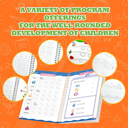 Magic Grooved Writing Practice for Kids Ages 3–5, Reusable Grooved Writing Books for Kids 3–5, Handwriting Practice for Kids 5–7, Preschool Tracing Workbook & Learning Activities
