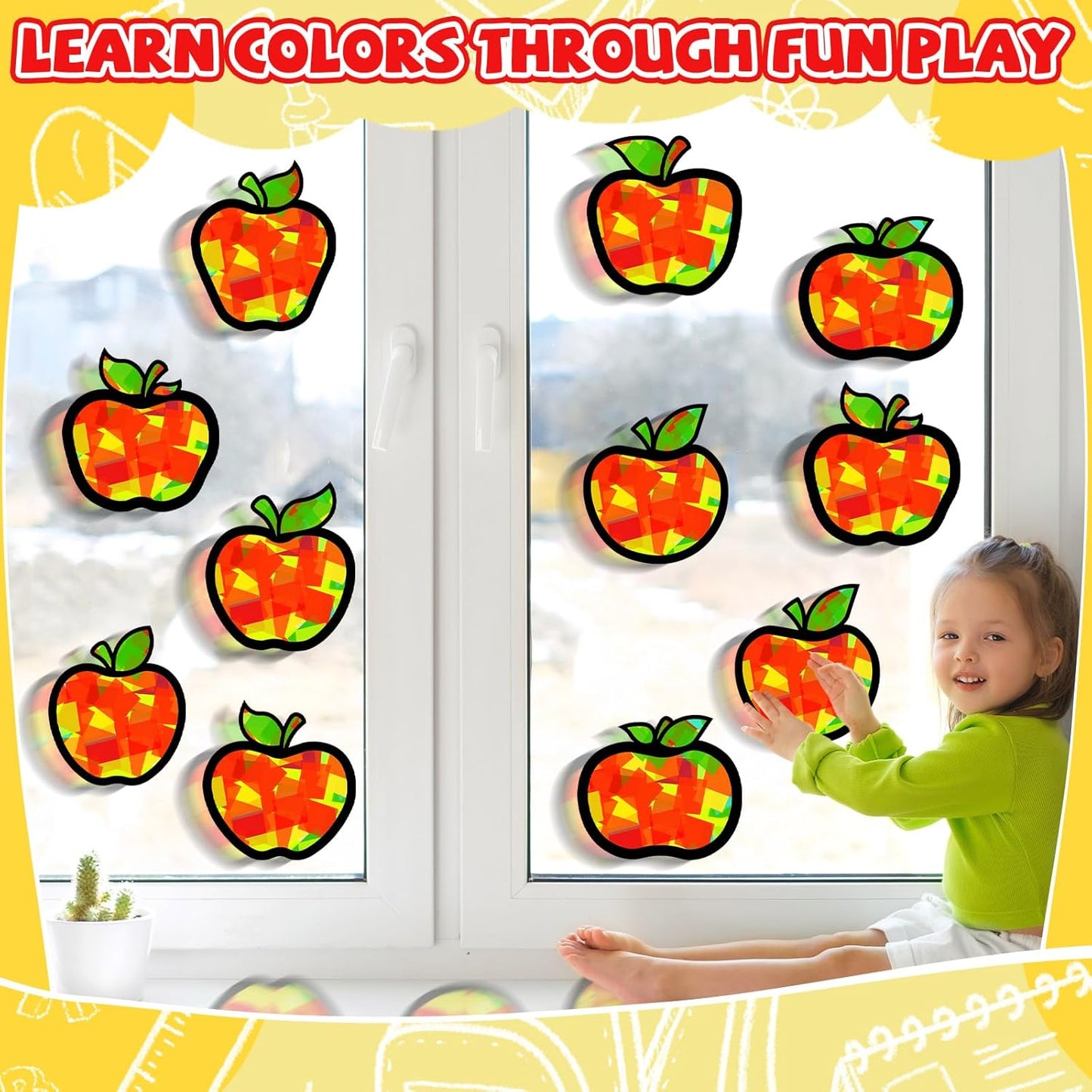 32 Sets Outer Space Suncatchers Craft Kit DIY Window Stained Glass Effect Planet Astronaut Alien Paper Crafts Home School Classroom Decoration Kid Birthday Gift Creative Art Project Activity Game - Colors A