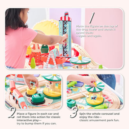 Teamson Kids Preschool Play Lab 7-in-1 Large Wooden Activity Cube Station Center Bead Maze and Counting for Kids Baby Toys, Natural