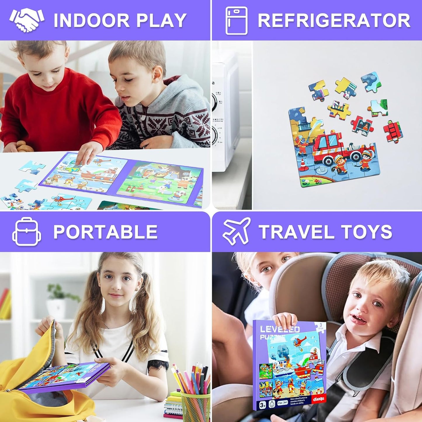 Magnetic Puzzles for Toddlers 1-3, Cartoon Mermaid Magnet 3 in 1 Jigsaw Puzzle, Kids Travel Puzzles Toys, Preschool Learning Toy for Kids 1-8 Year (Mermaid)
