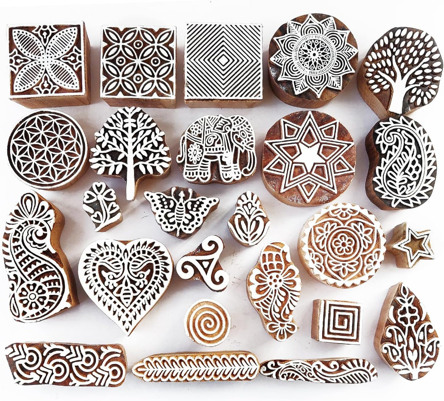 Royal Kraft Assorted Wooden Block Printing Stamps (Set of 10) Bulk01_10