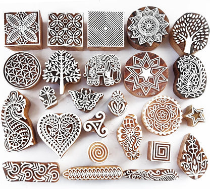 Royal Kraft Assorted Wooden Block Printing Stamps (Set of 10) Bulk01_10