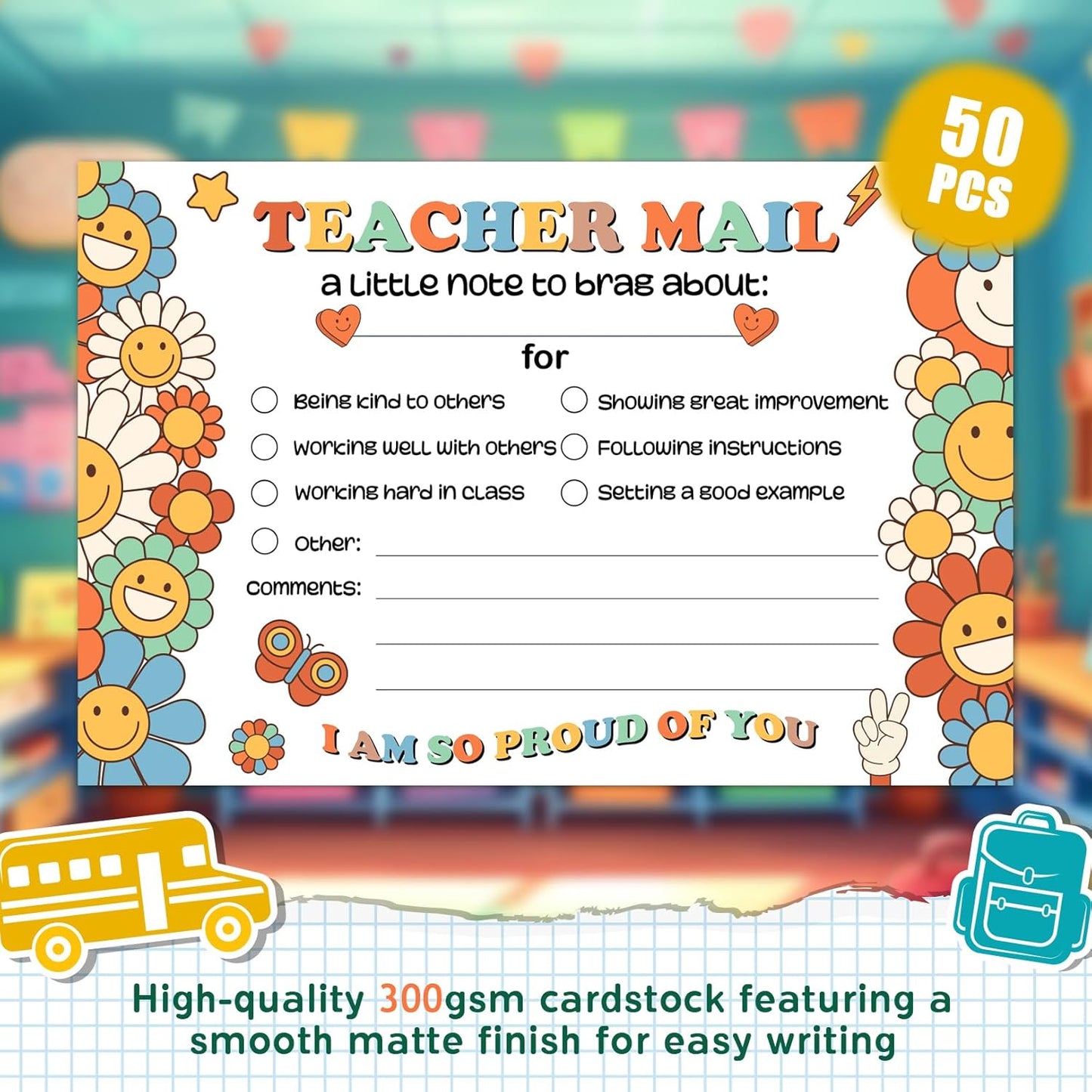LOVEDMORE Video Game Theme Positive Brag Card, Teacher Mail for Elementary Classroom Must Have Rewards to Students, Elementary Teacher Supplies