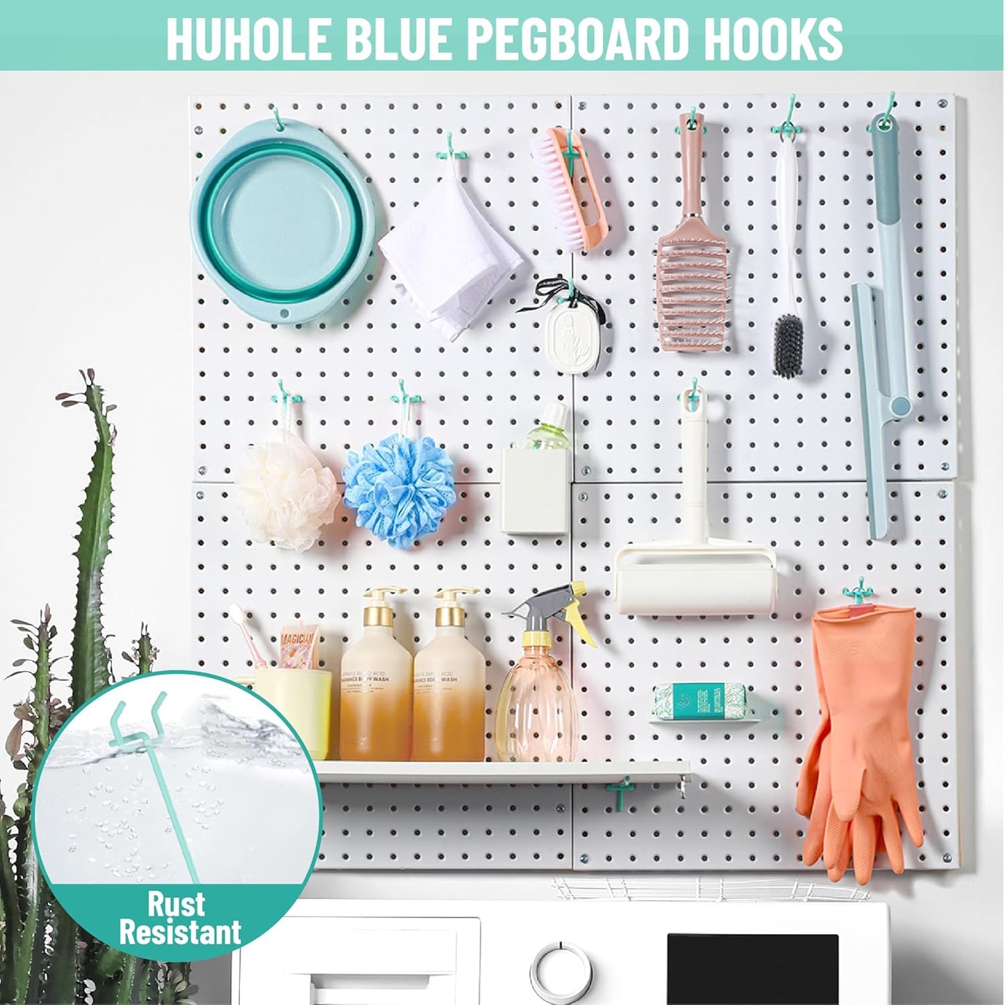 HUHOLE 50-Pack Pink Pegboard Hooks 2 Inch, Decorative Metal Peg Board Hangers with Rubber Safety Tips, Fits 1/8" & 1/4" Boards, Heavy Duty Organizer for Craft Room, Nursery, Garage & Retail Display