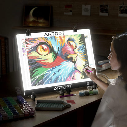 ARTDOT A4 LED Light Pad for Diamond Painting Kits for Adults, USB Powered Adjustable Brightness Diamond Art Light Board with Accessories