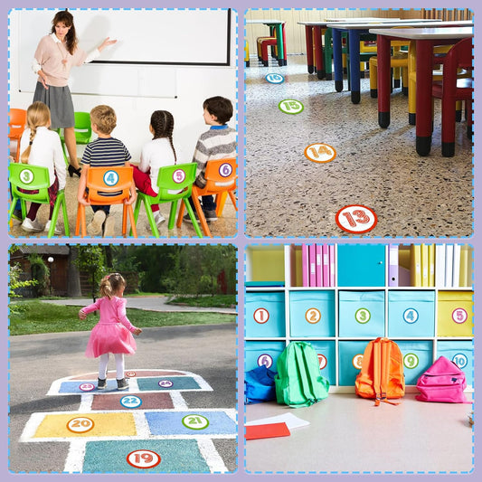 JUESMOS 36 PCS Colorful Number Spot Makers Stickers for Classroom Floor Line Up Spots for Classroom Floor Decals Number Stickers for Teacher Kindergarten Preschool Elementary