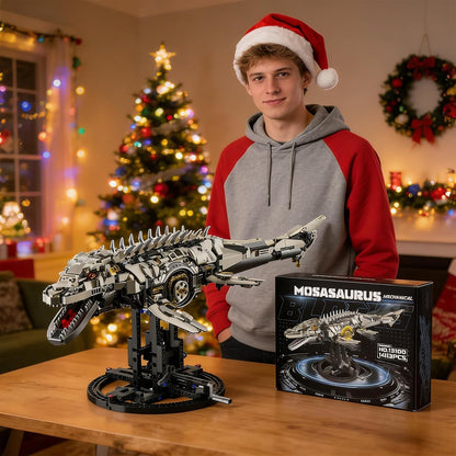 Mechanical Mosasaurus Building Block Set Precision Gear System Display Stand Included STEM Building Block