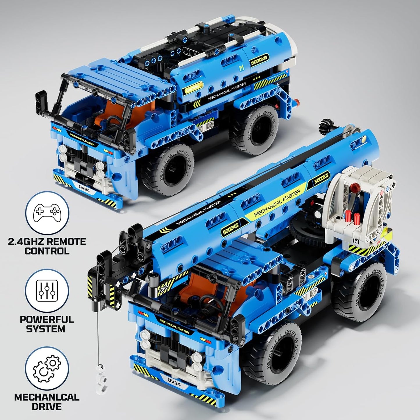 DOLIVE STEM RC Truck Building Toys, 2-in-1 Technic Vehicle Building Kits for Boys Age 8-12, Construction Erector Set Crane Truck Build Model for Boys Girls Age 6 7 8 9 10 11 12 13 14+