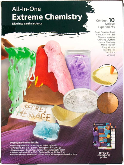 BBC Earth All-in-One Extreme Chemistry - Conduct 10 Science Experiments Including Color Science, Erupting Volcano, Acid & Base Chemistry, Learning & Education Toys for Kids 6-8