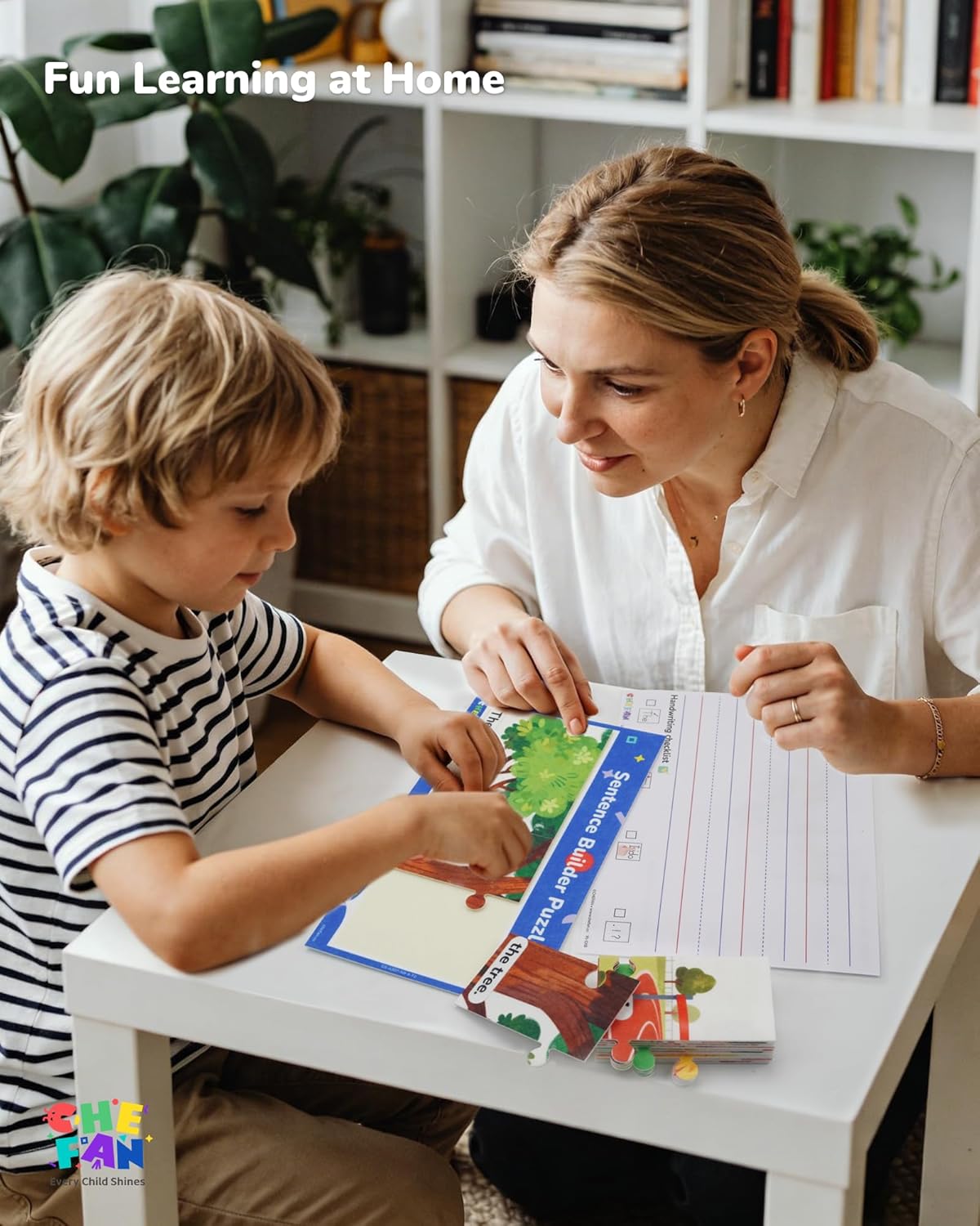 CHEFAN Sentence Building Puzzle for Kids, Reading & Writing Learning Game with Sight Words & Phonics, Sentence Board & Writing Board, Speech Therapy Toy for Preschool PreK Kindergarten 1st Grade