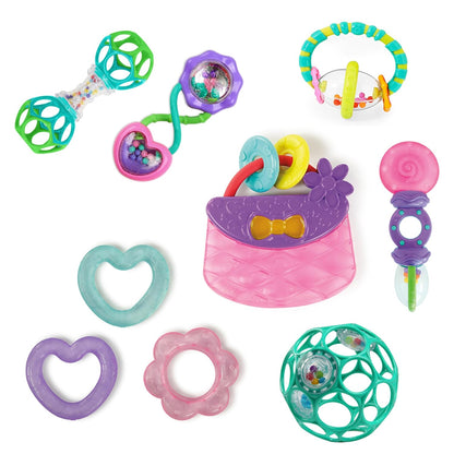 Bright Starts Soothers & Shakers 7pc Gift Set - BPA-Free Baby Rattles, Teethers and Stroller Toys, Unisex, Newborn+
