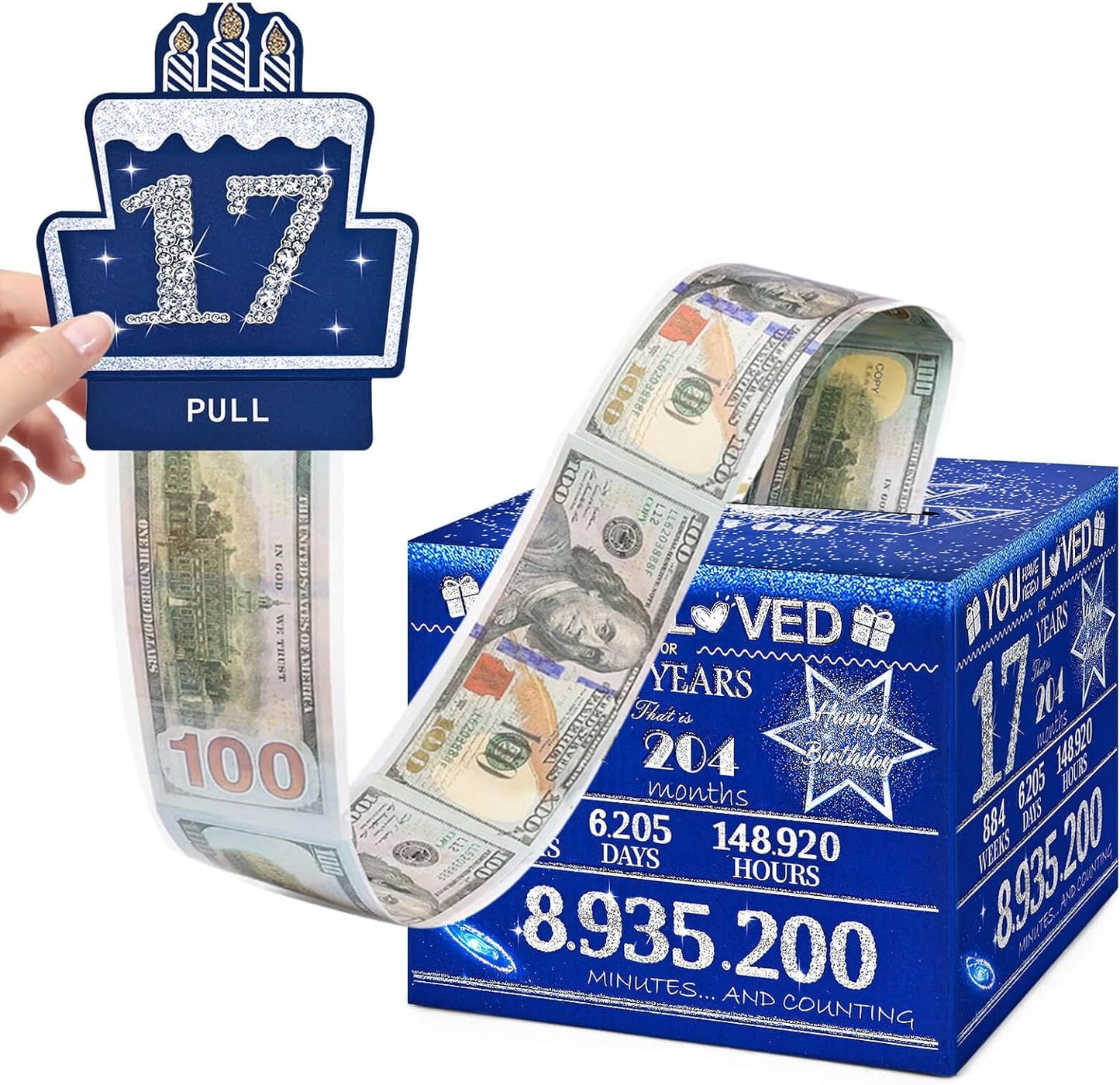 10 Happy Birthday Money Box for Cash Gift, 10th Birthday Decorations for Boys and Girls, Gifts for 10 Year Old Boy, Boy Gift Ideas, Cool Things for Teen -Blue with 100PCS Bags