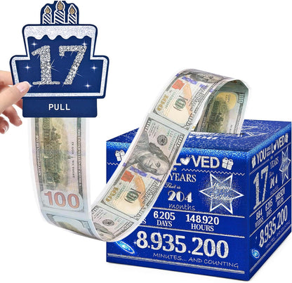 10 Happy Birthday Money Box for Cash Gift, 10th Birthday Decorations for Boys and Girls, Gifts for 10 Year Old Boy, Boy Gift Ideas, Cool Things for Teen -Blue with 100PCS Bags