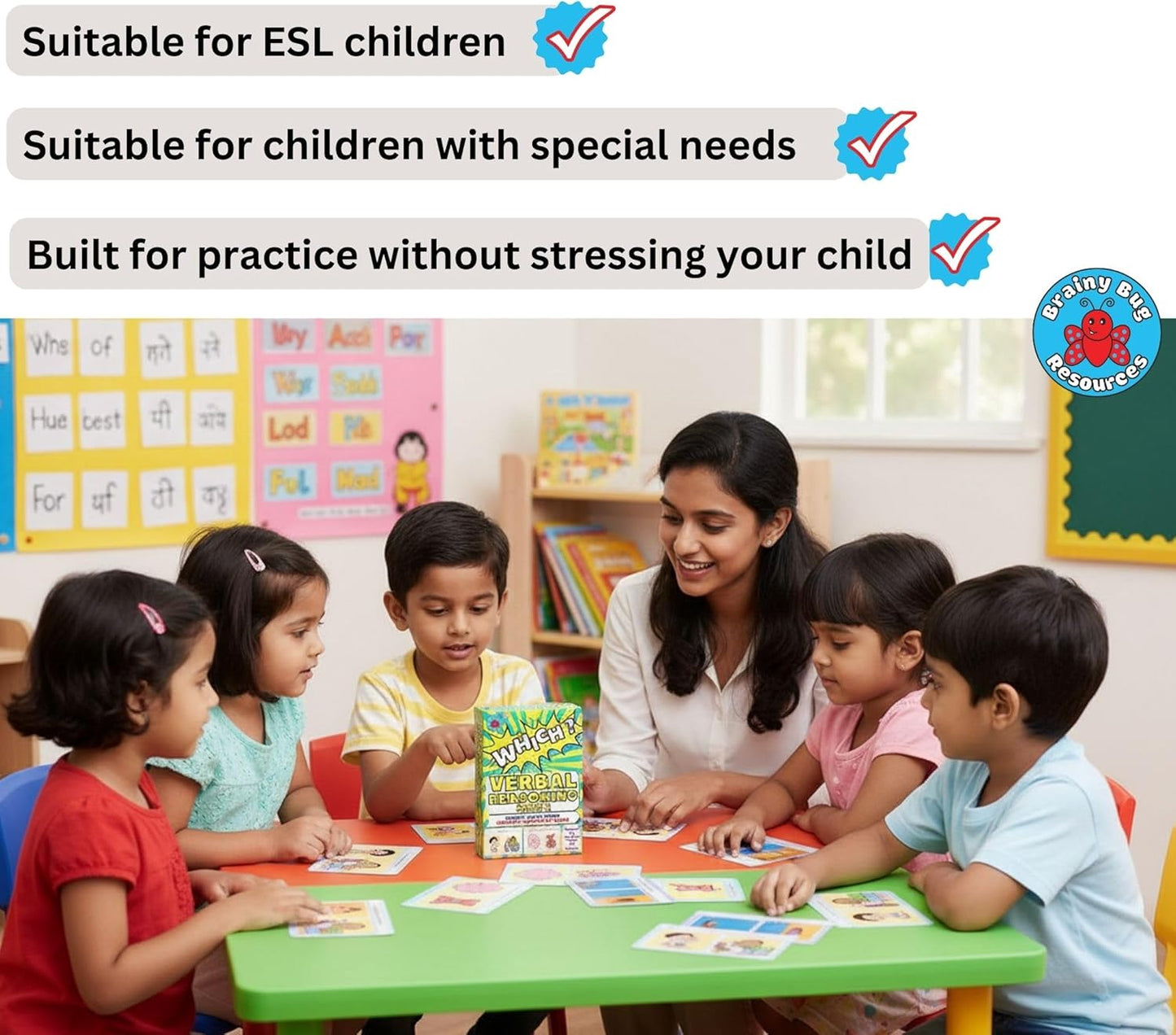 Verbal Reasoning Language Flash Cards for Kids | Q&A Learning Deck for ESL, Home Schooling & Special Needs | Parent and Professional Use