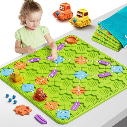 Kids Board Games Learning Toys, STEM Educational Logic Kits with 200+ Challenges & 4 Difficulty Levels, Brain Puzzles Maze Games for Boys Girls Ages 3-10 Birthday Gifts