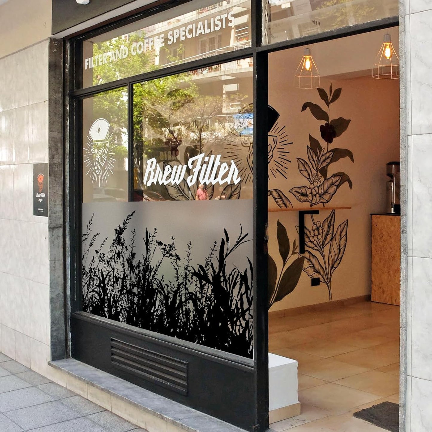 DKTIE Window Privacy Film Flowers Pure White Pattern Stained Glass Window Film Decorative Frosted Glass Window Film Sun Blocking Heat Control Static Cling (A274, 17.5" x 78.7")