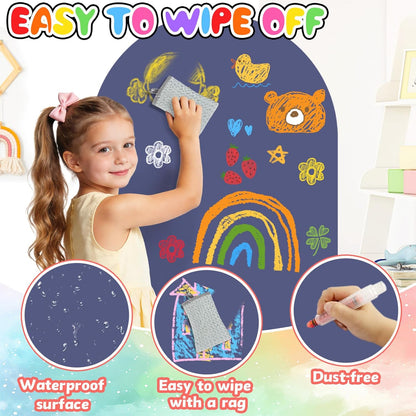 8 PCS Magnetic Wall Decals for Kids Magnetic Chalkboard Peel and Stick Magnet Sheets Board Sticker Tangram Puzzle Self Adhesive Contact Paper Dry Erase Blackboard for Playroom Homeschool 15.7"x10.4"