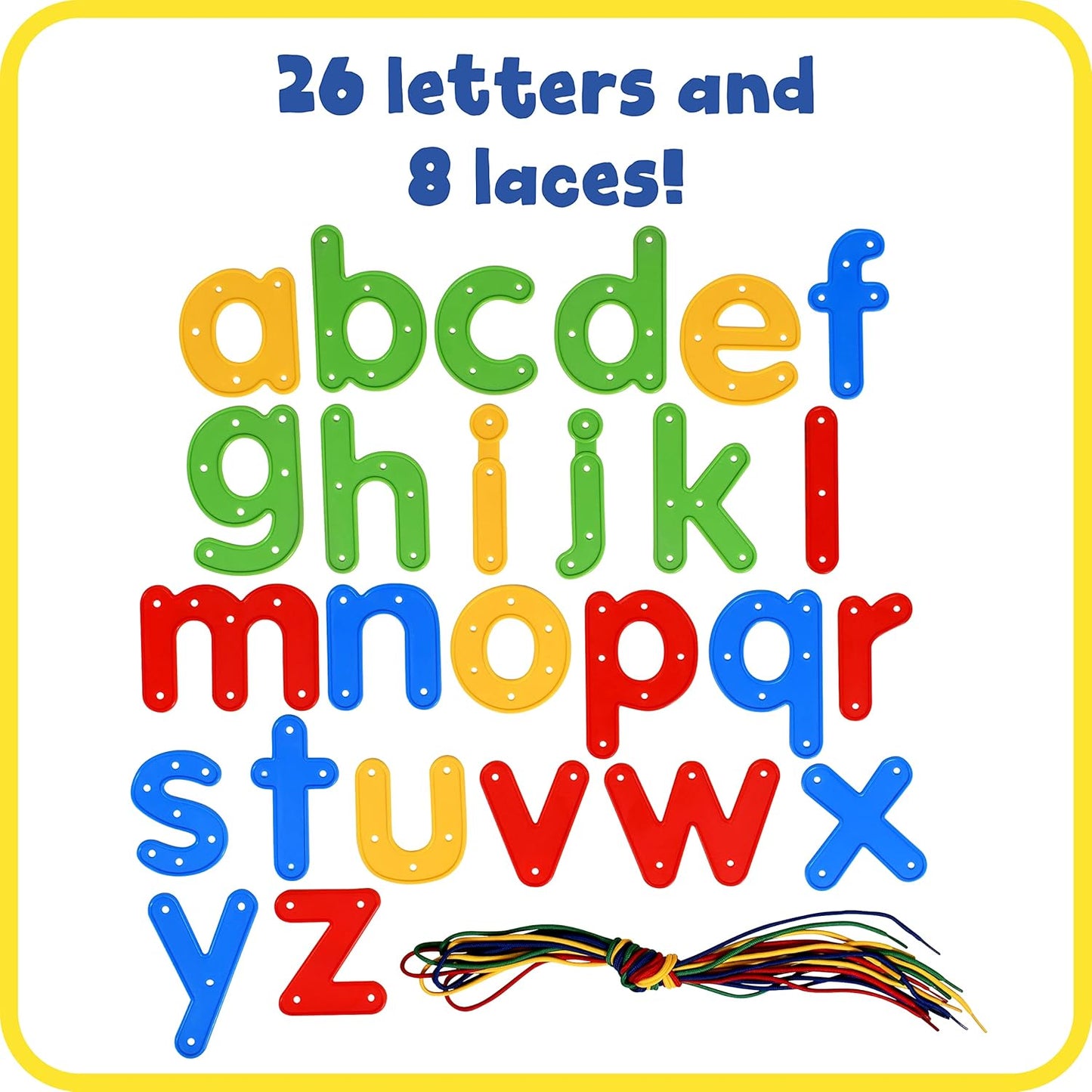 READY 2 LEARN Lacing Alphabet - Lowercase - 26 Letters - 8 Laces - Threading Toy for 3, 4, 5, 6 Year Olds - Fine Motor Skills, Letter Recognition and Early Spelling