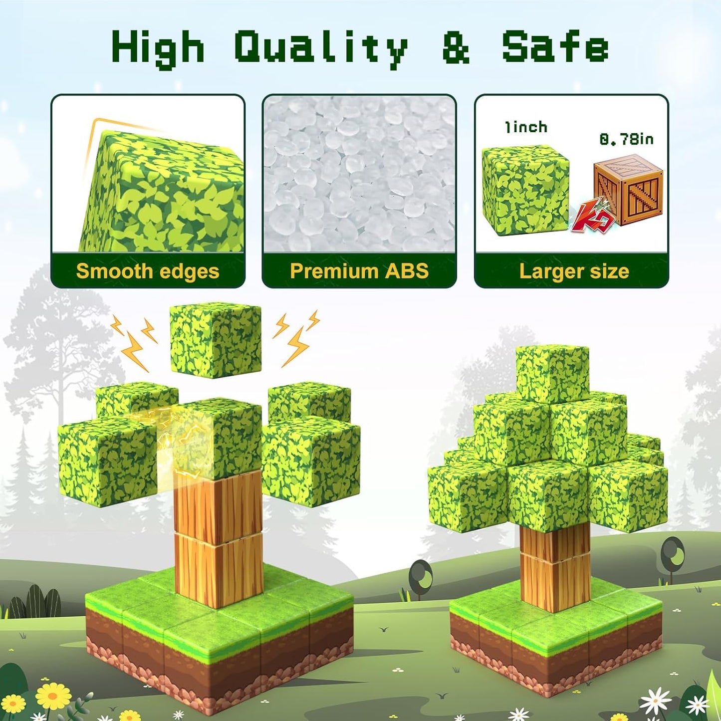100PCS Magnetic Blocks, 1 inch Building Blocks for Kids, SETM Sensory Toys for Toddlers, Building Blocks Cubes, Birthday Gift for Boys and Girls Aged 3-12 Creative Construction Toys