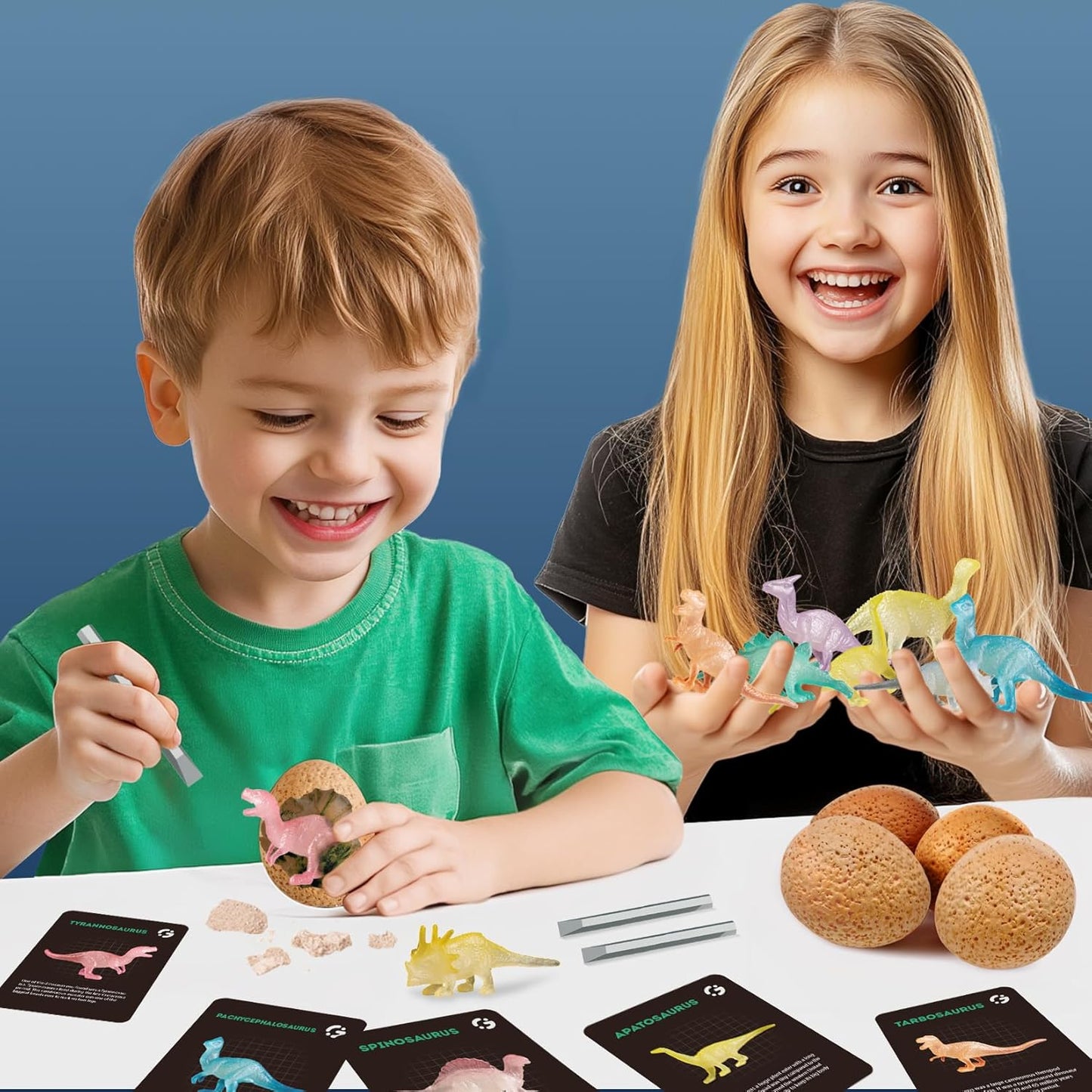 Gamerside Dino Eggs Dig Kit, 12 Glow in The Dark Dinosaur Eggs Dig Kit Excavation Set, Dinosaur Toys for Kids 6-8 8-12, Educational STEM Archaeology Science Kits - Easter Gift for Boys Girls