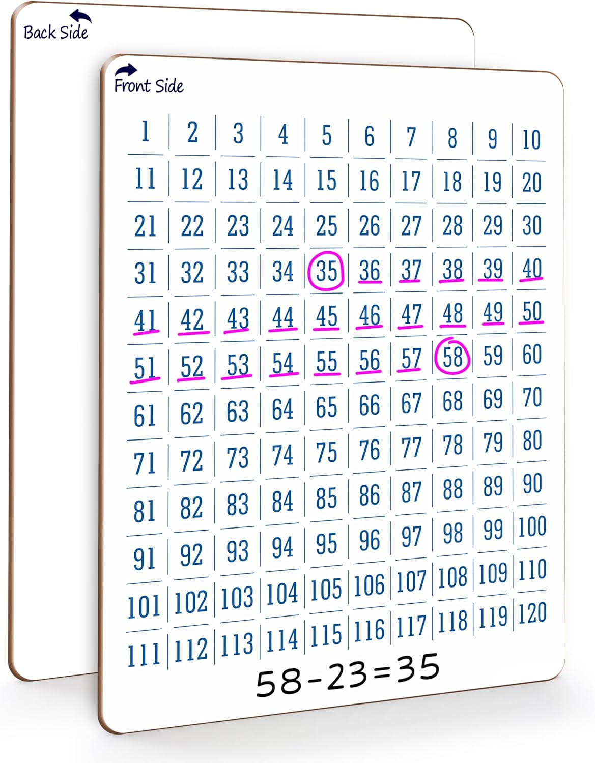 SCRIBBLEDO Dry Erase Number Chart 9”x12” White Board Teacher Student 100 Chart for First Grade Classroom Kid Small Math Practice Whiteboard Kindergarten 1st Grade School Supplies