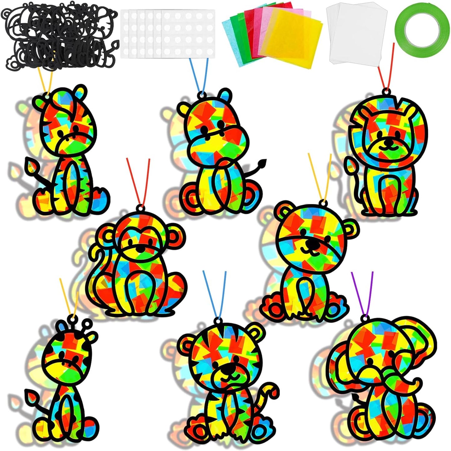32 Sets Outer Space Suncatchers Craft Kit DIY Window Stained Glass Effect Planet Astronaut Alien Paper Crafts Home School Classroom Decoration Kid Birthday Gift Creative Art Project Activity Game - Colors A