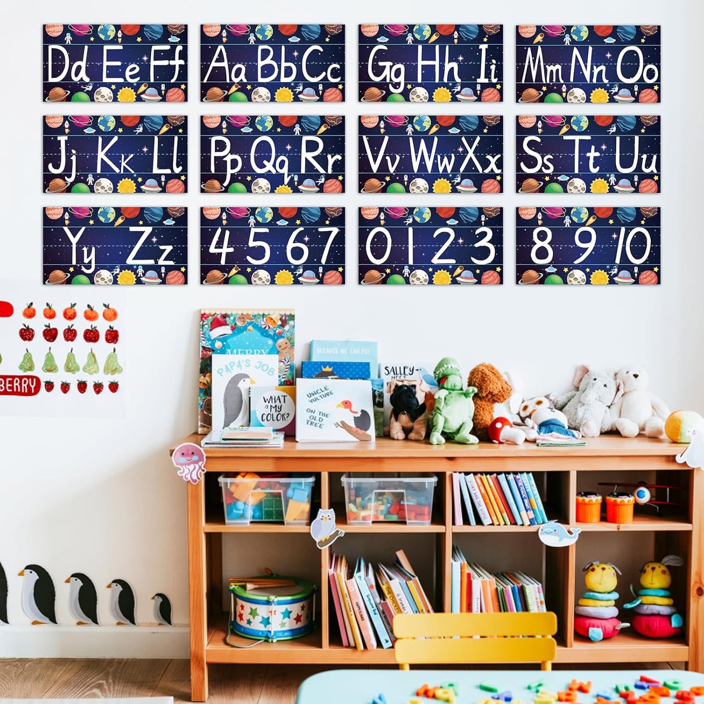 gisgfim 12 Pieces Alphabet Bulletin Board Strips Set Boho Rainbow Alphabet Line ABC Alphabet Banner & Number Border Posters for Preschool Kindergarten Classroom Playroom Bedroom (Boho)