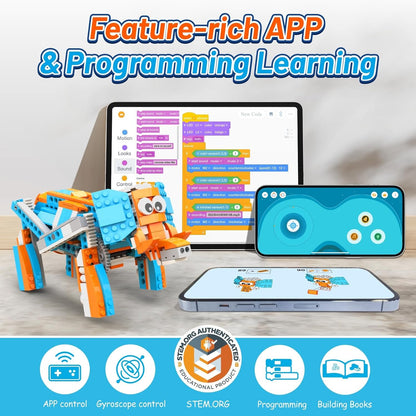 Apitor Robot Q Robot Building Kit, 20-in-1 Programmable APP RC Car Robotics Coding Kit, Includes Large Storage Organizer with Sorting Plate, STEM Birthday Gifts for Boys Girls Kids Aged 6-12