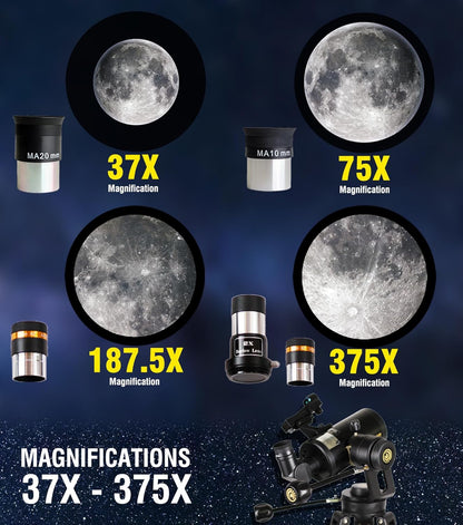 SpectrumOI Telescope for Kids, Telescope for Adults Astronomy Gifts for Kids 8-12 - Premium Refractor 70mm Aperture with Carry Bag and Phone Holder